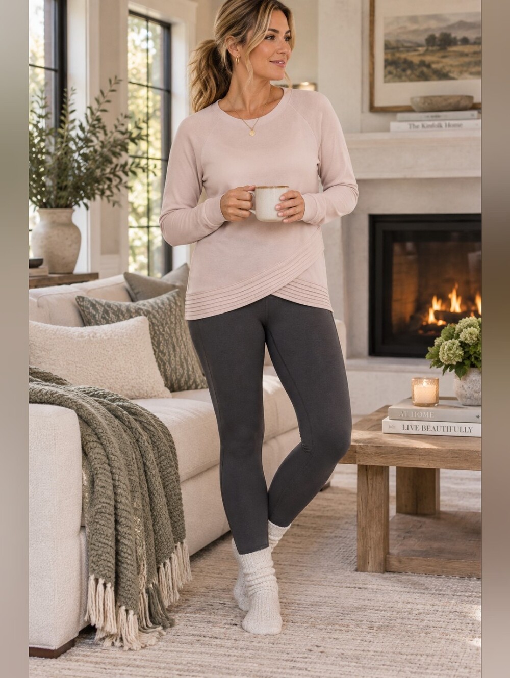Athleta Serinity Criss Cross Hem Pullover Sweater / Sweatshirt Size Xl